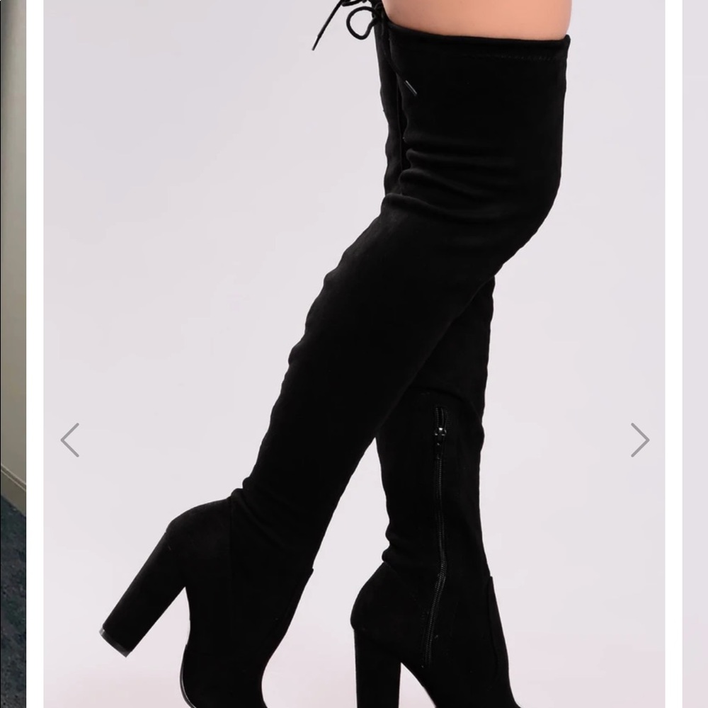Black thigh high boots